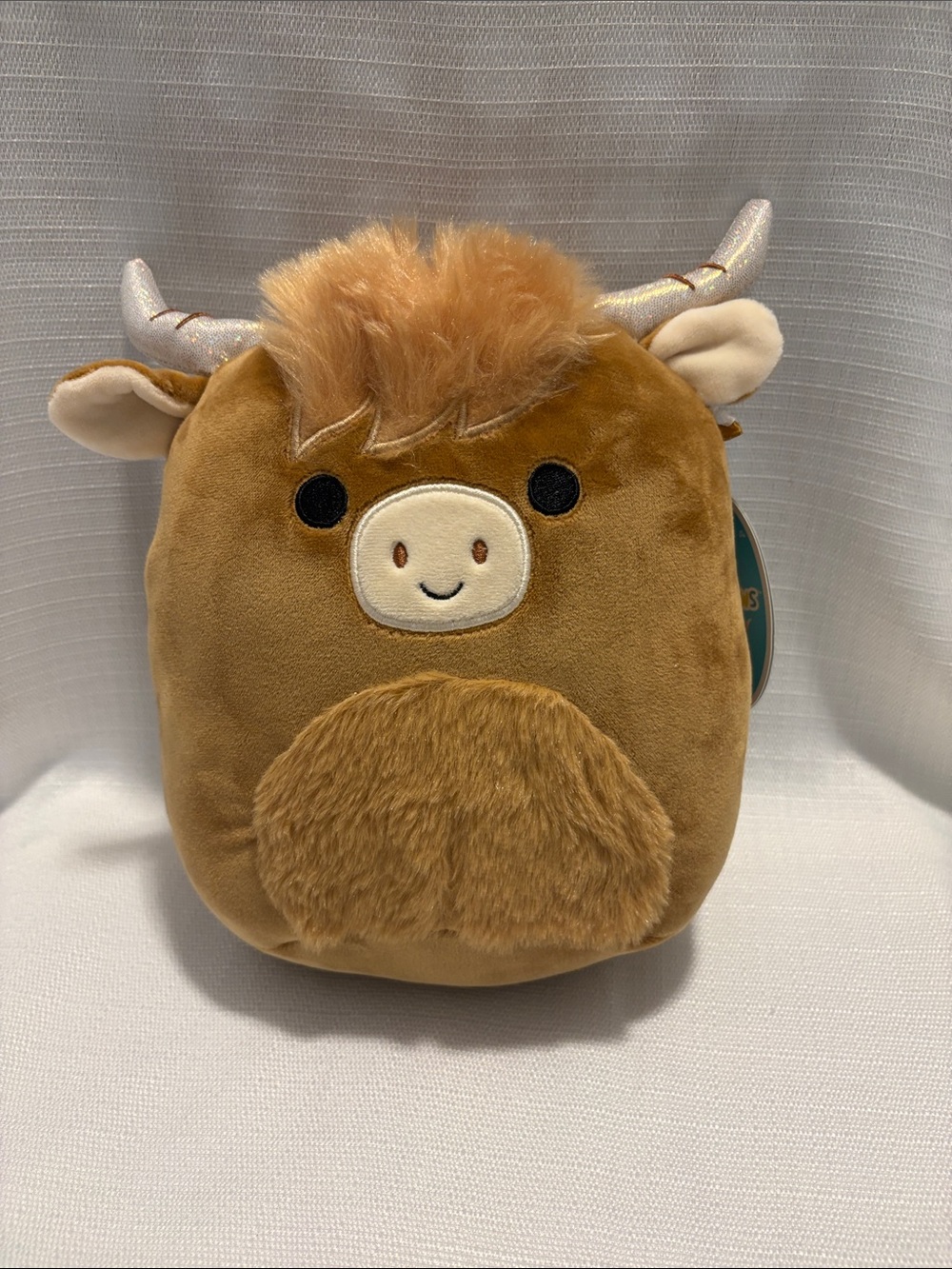 Squishmallows Highland Cow Plush Accessory in Brown and Cream - Colton